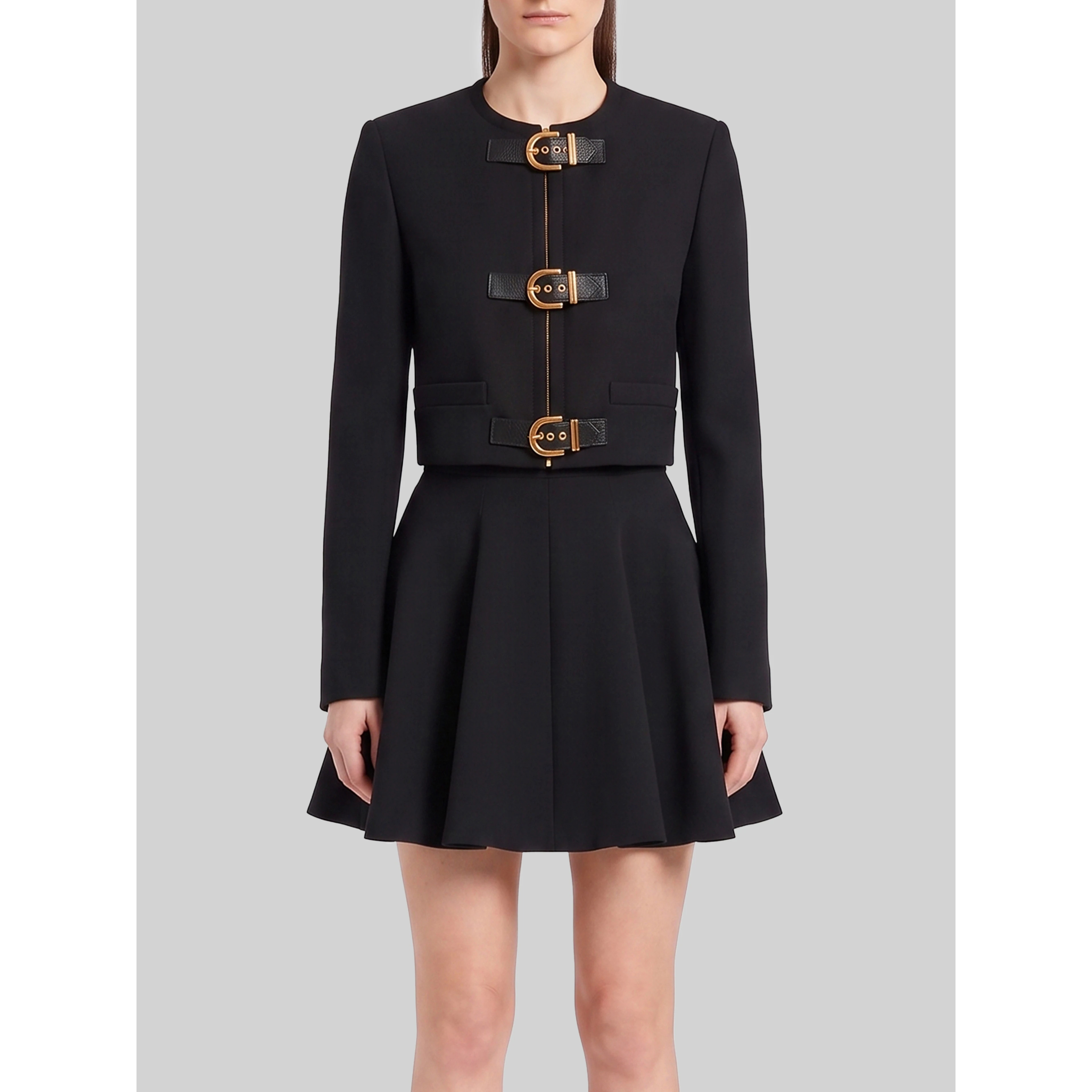Crop natté wool jacket