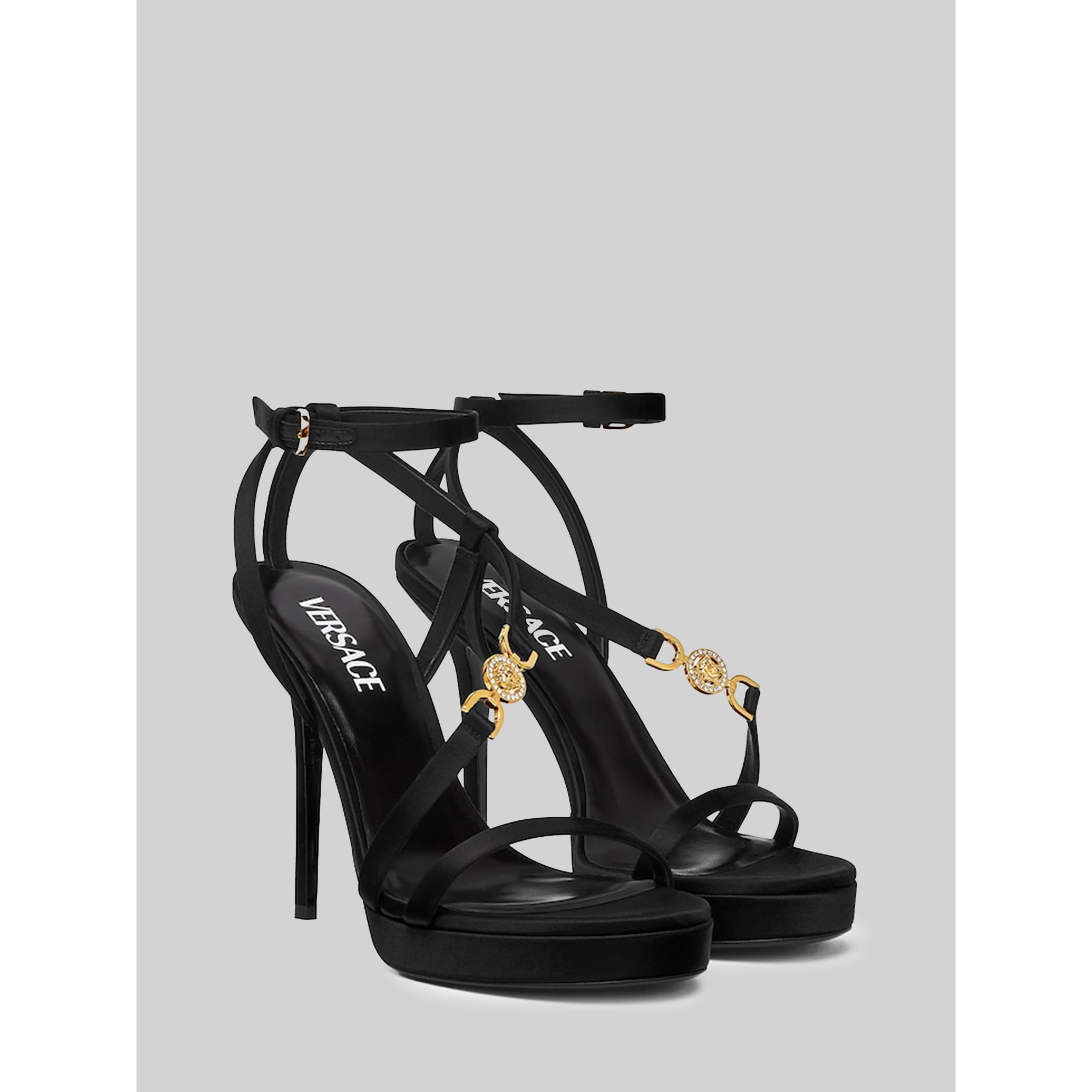Decorated satin Medusa '95 sandals