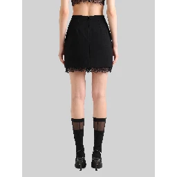 Mini skirt in wool double crêpe