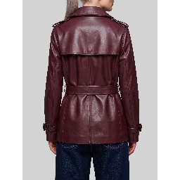 Short Kensington leather trench coat