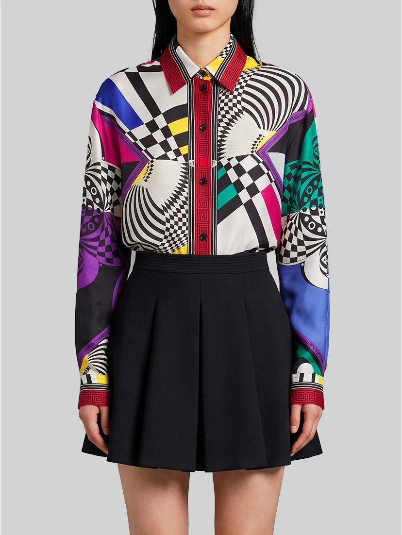 Printed silk twill shirt