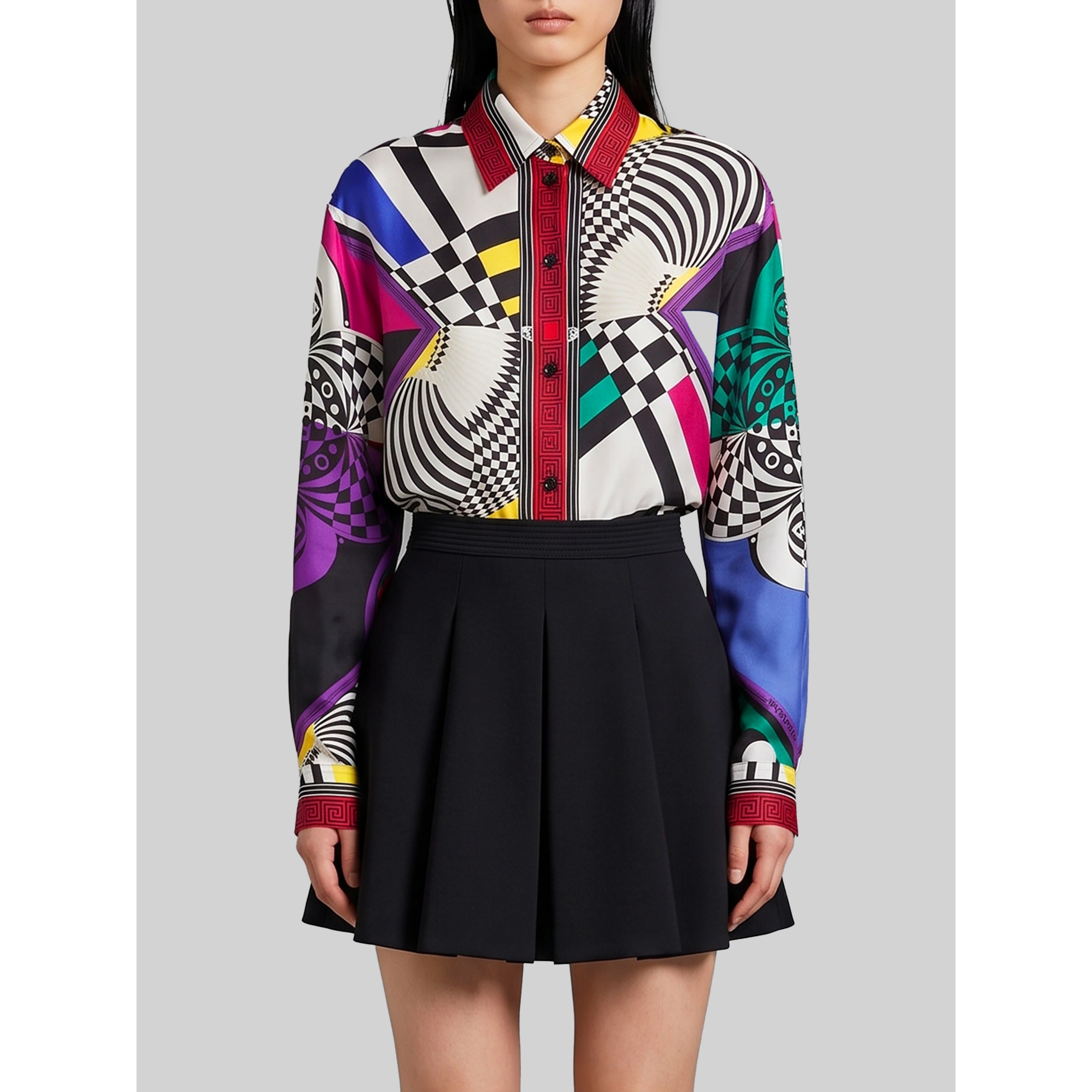Printed silk twill shirt