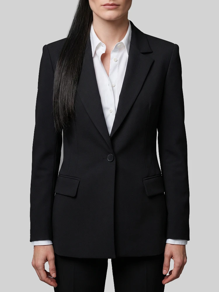 Single-breasted technical fabric jacket
