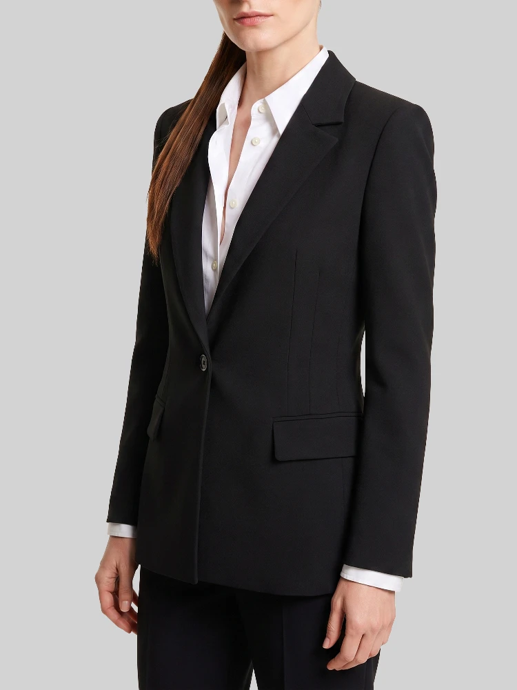 Single-breasted technical fabric jacket alternative