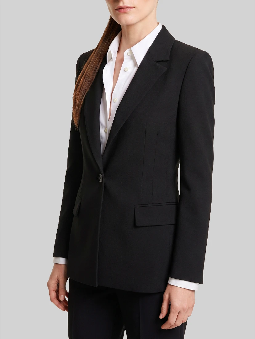 Single-breasted technical fabric jacket