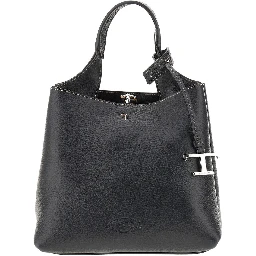 Grained leather mini shopping bag