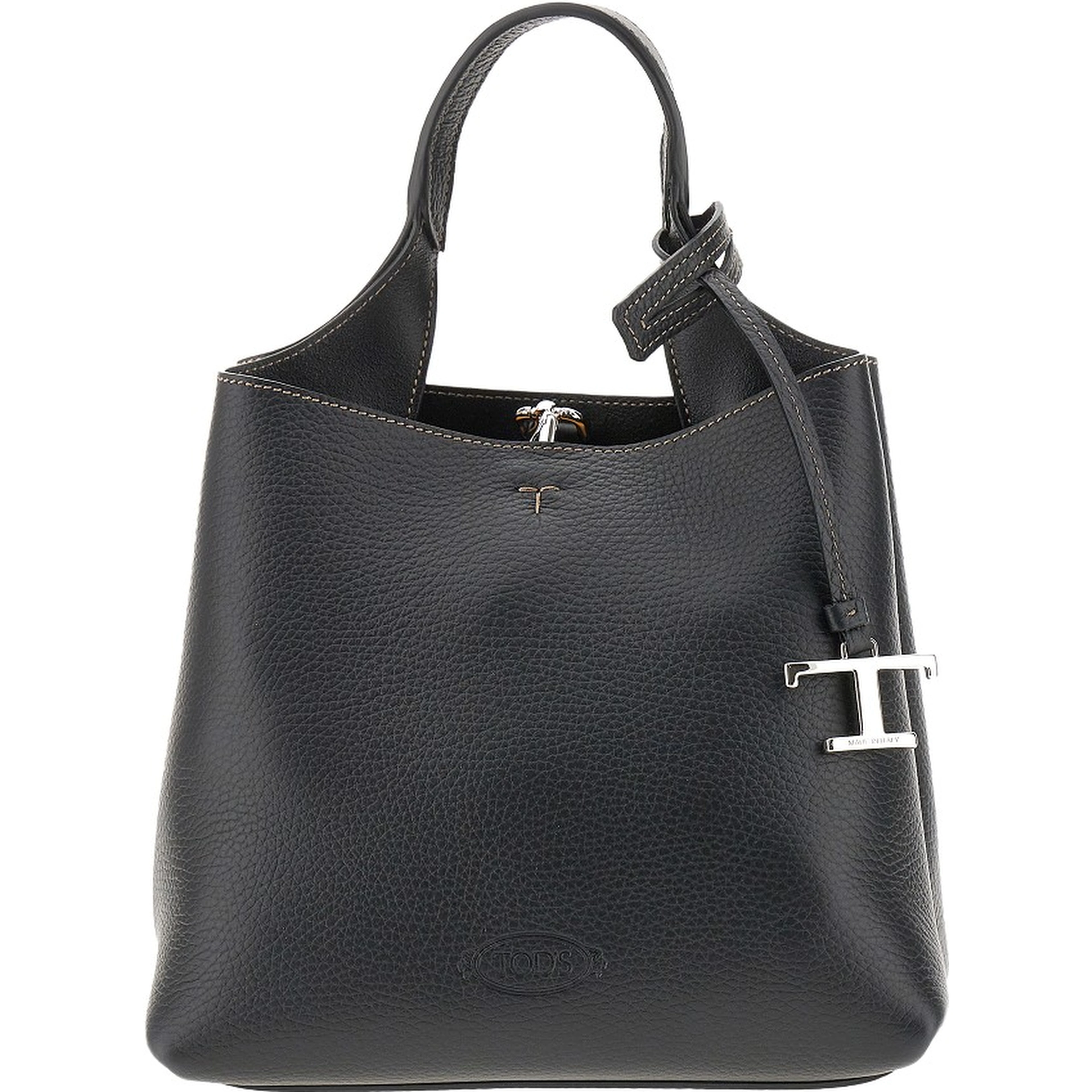 Grained leather mini shopping bag