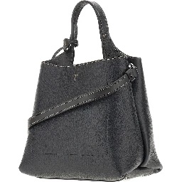 Grained leather mini shopping bag