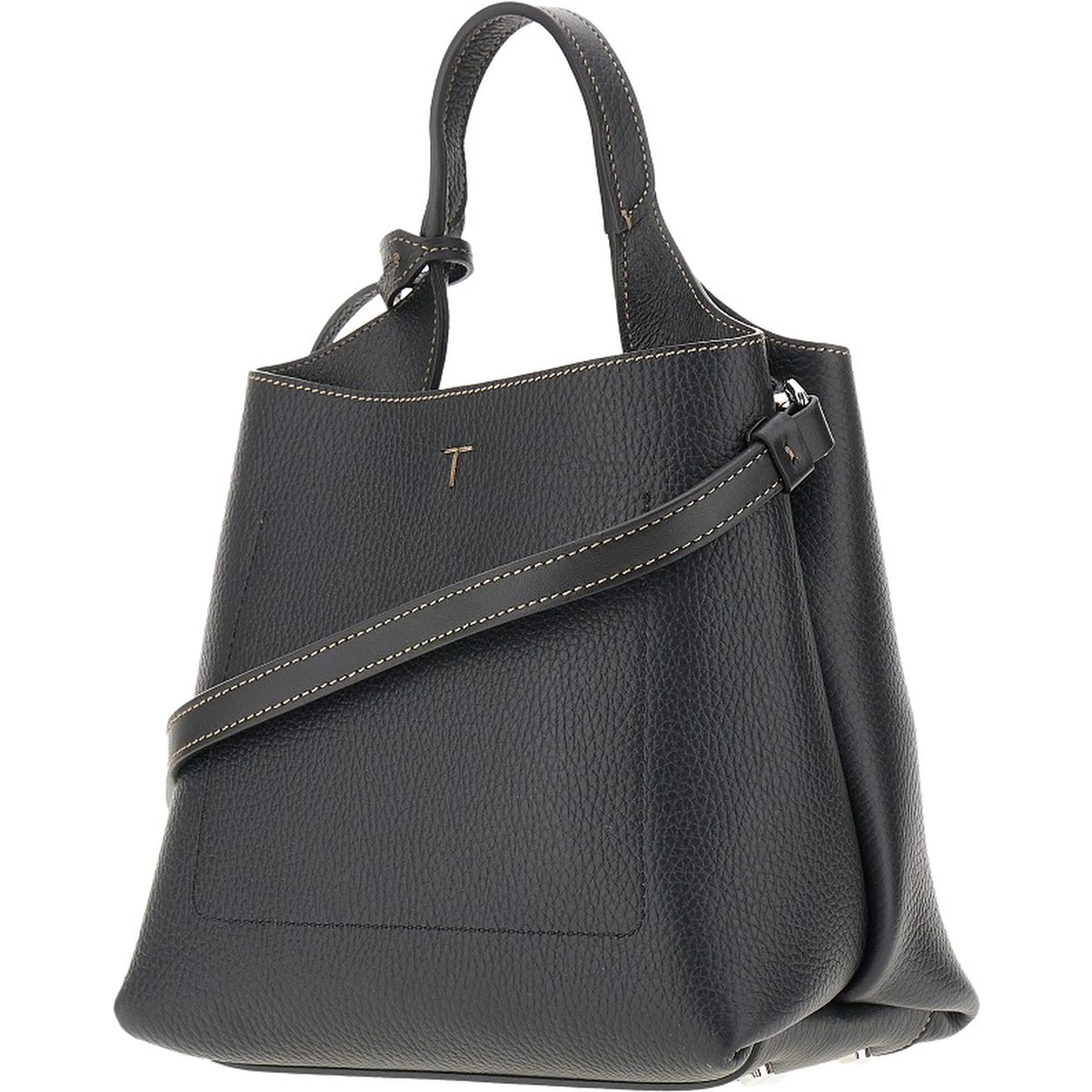 Grained leather mini shopping bag