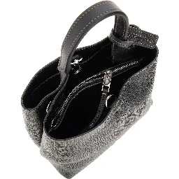 Grained leather mini shopping bag
