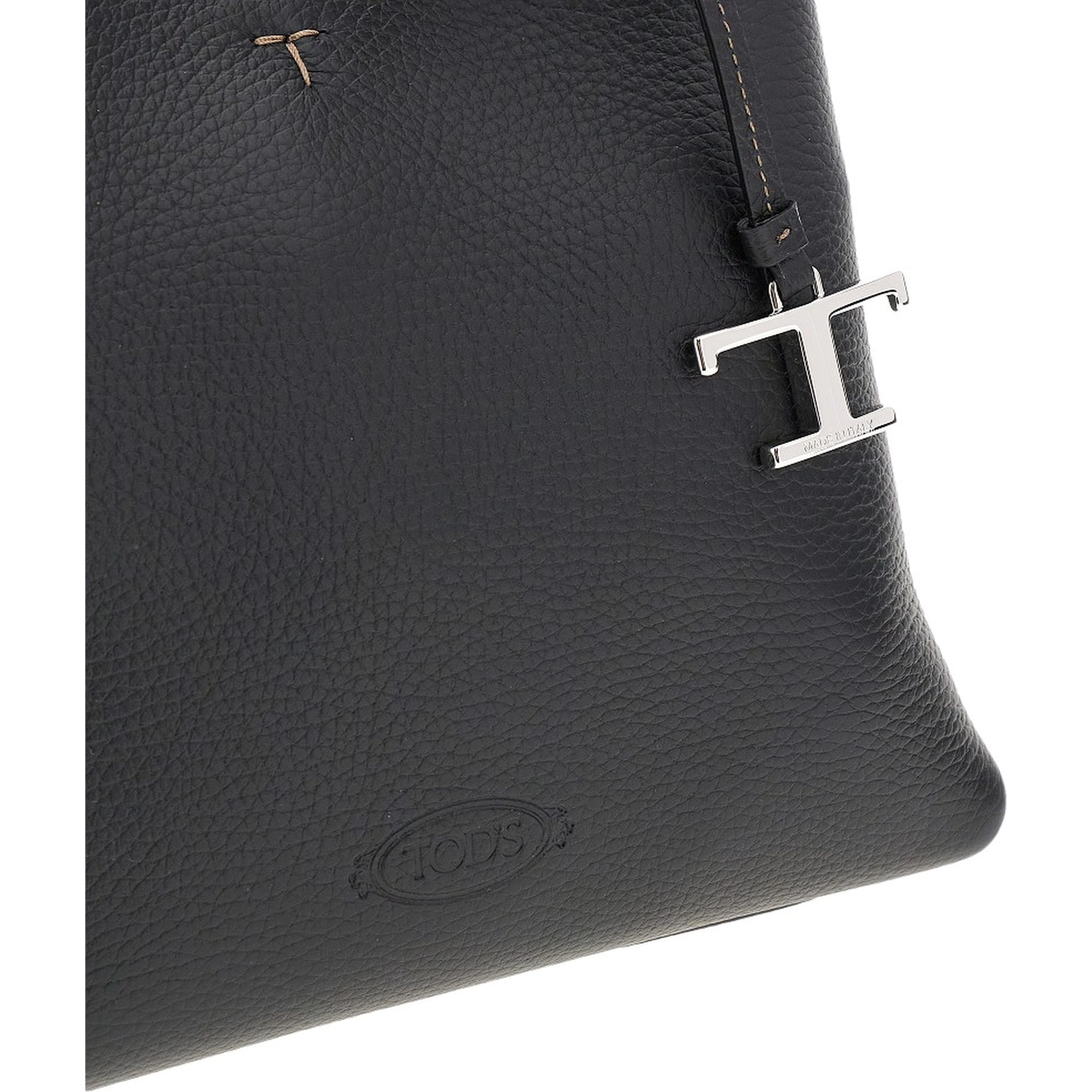 Grained leather mini shopping bag