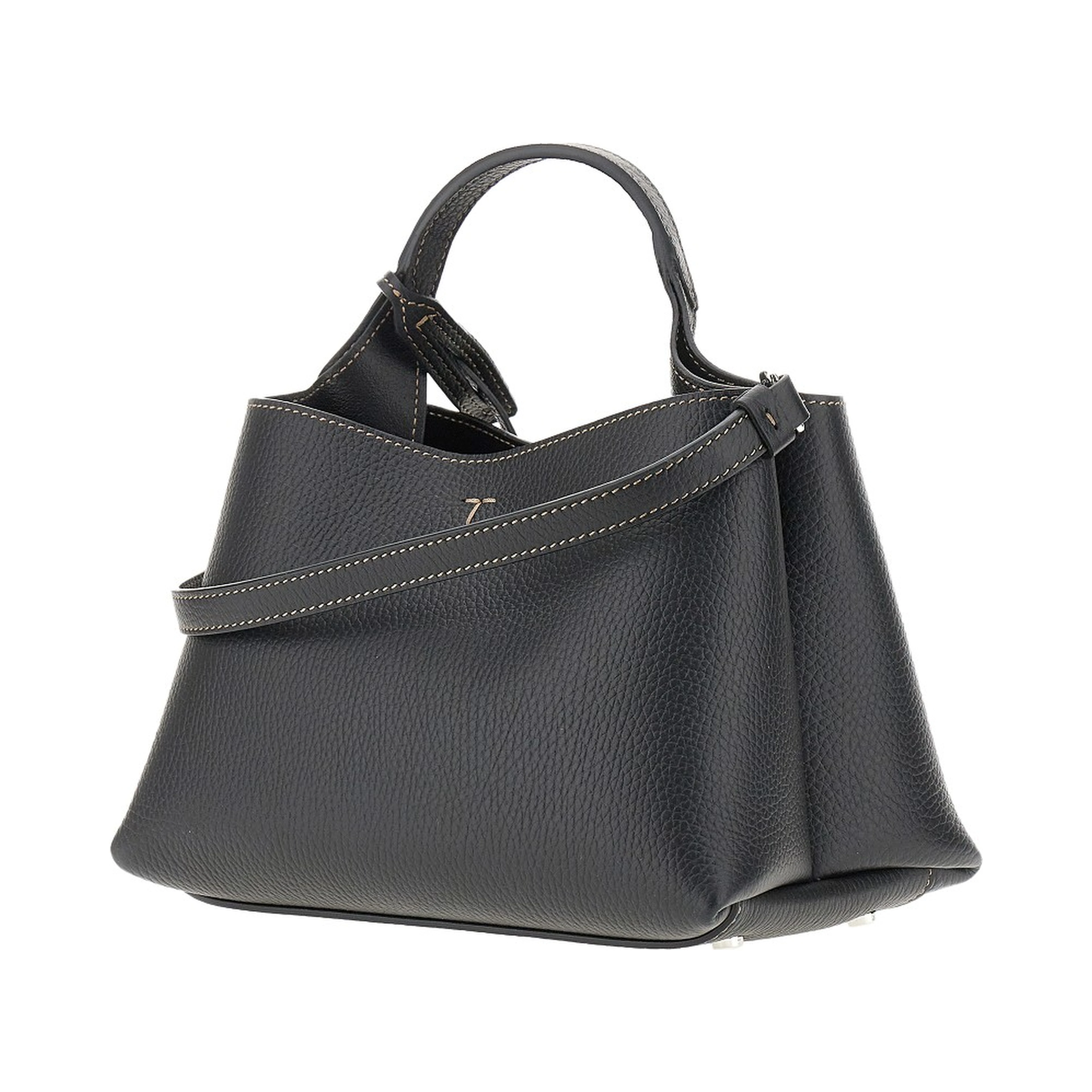 Grain leather micro shopping bag