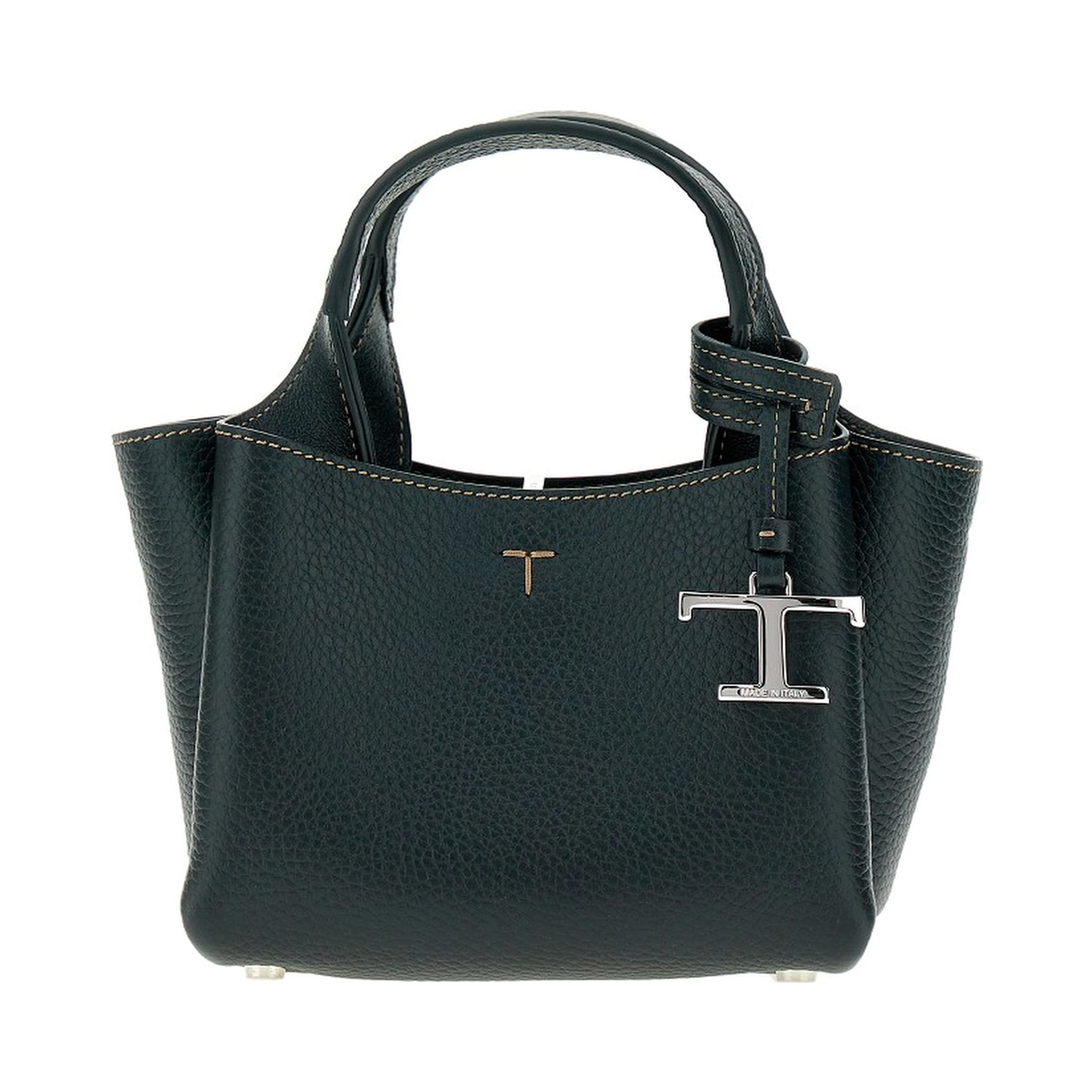 Grained leather mini shopping bag