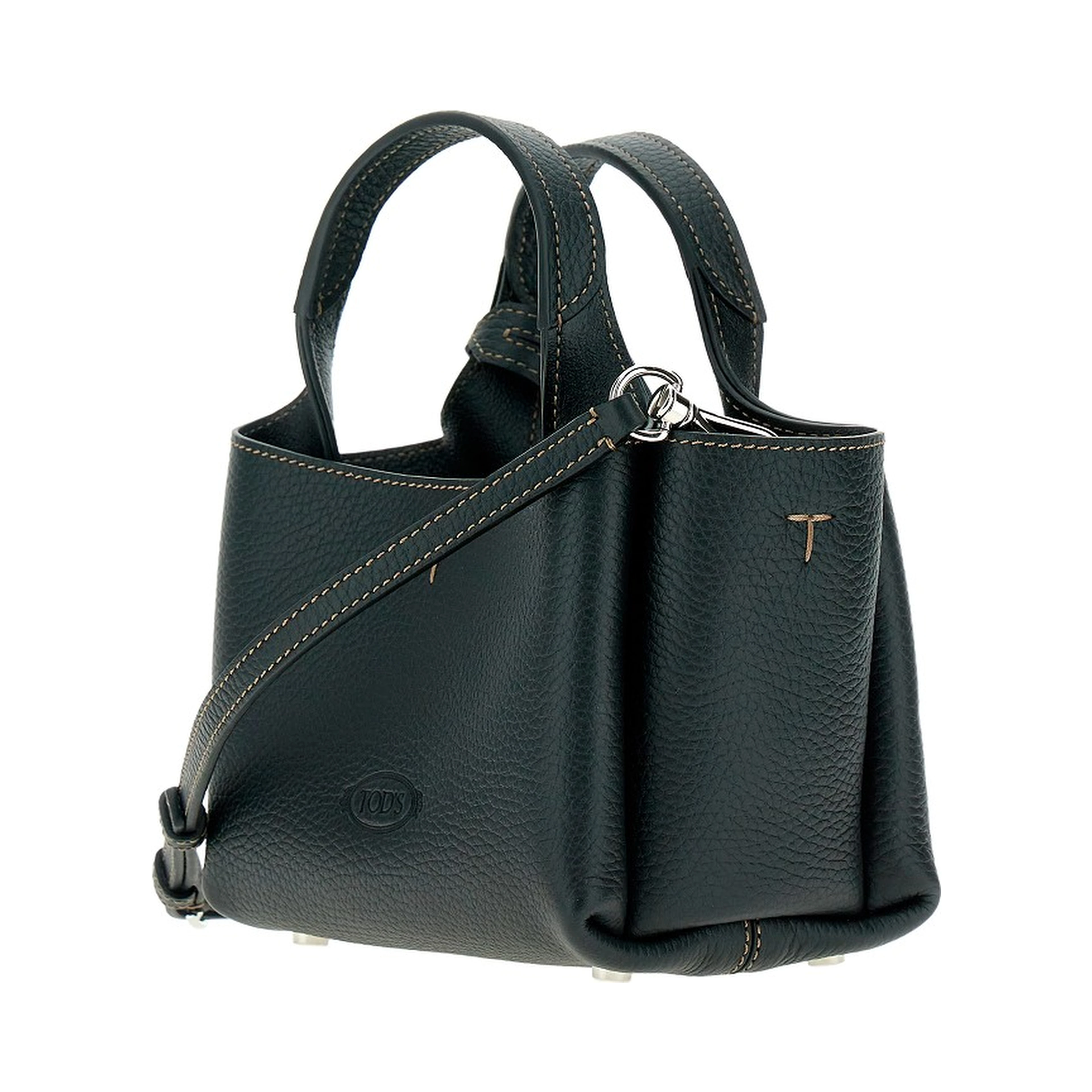 Grained leather mini shopping bag
