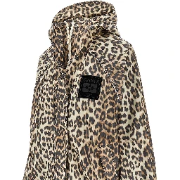 Leopard-print nylon hooded blouson jacket