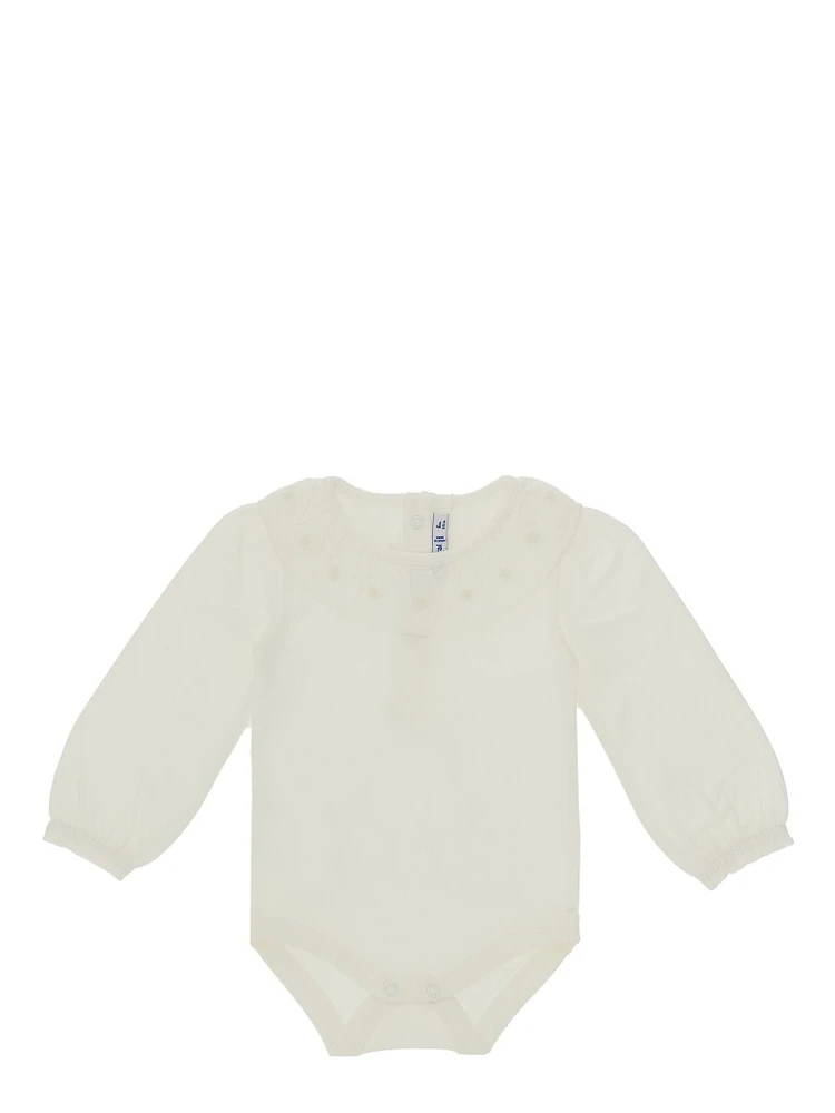 Bodysuit with embroidered collar