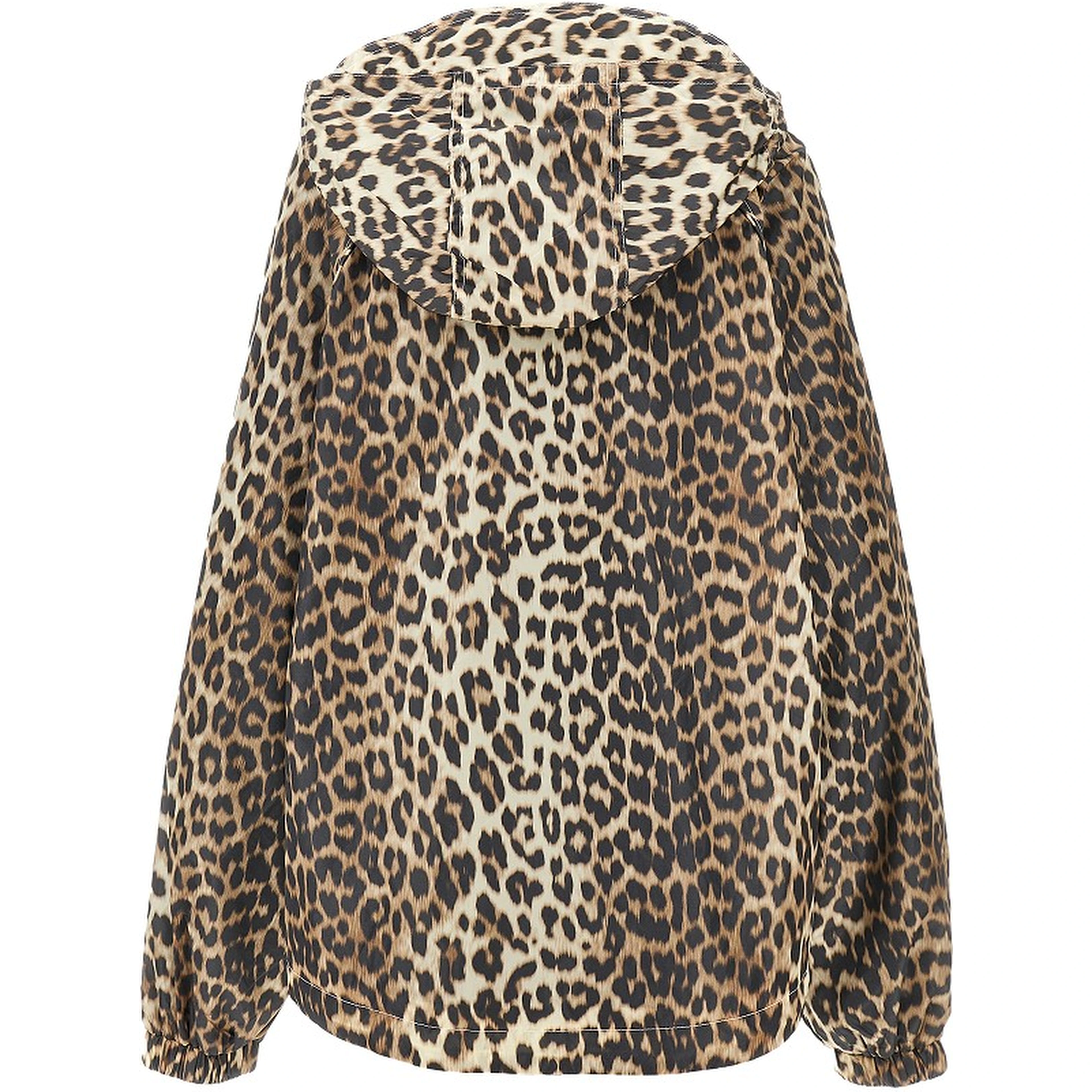 Leopard-print nylon hooded blouson jacket