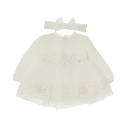 Tulle mini dress with embroidered flowers