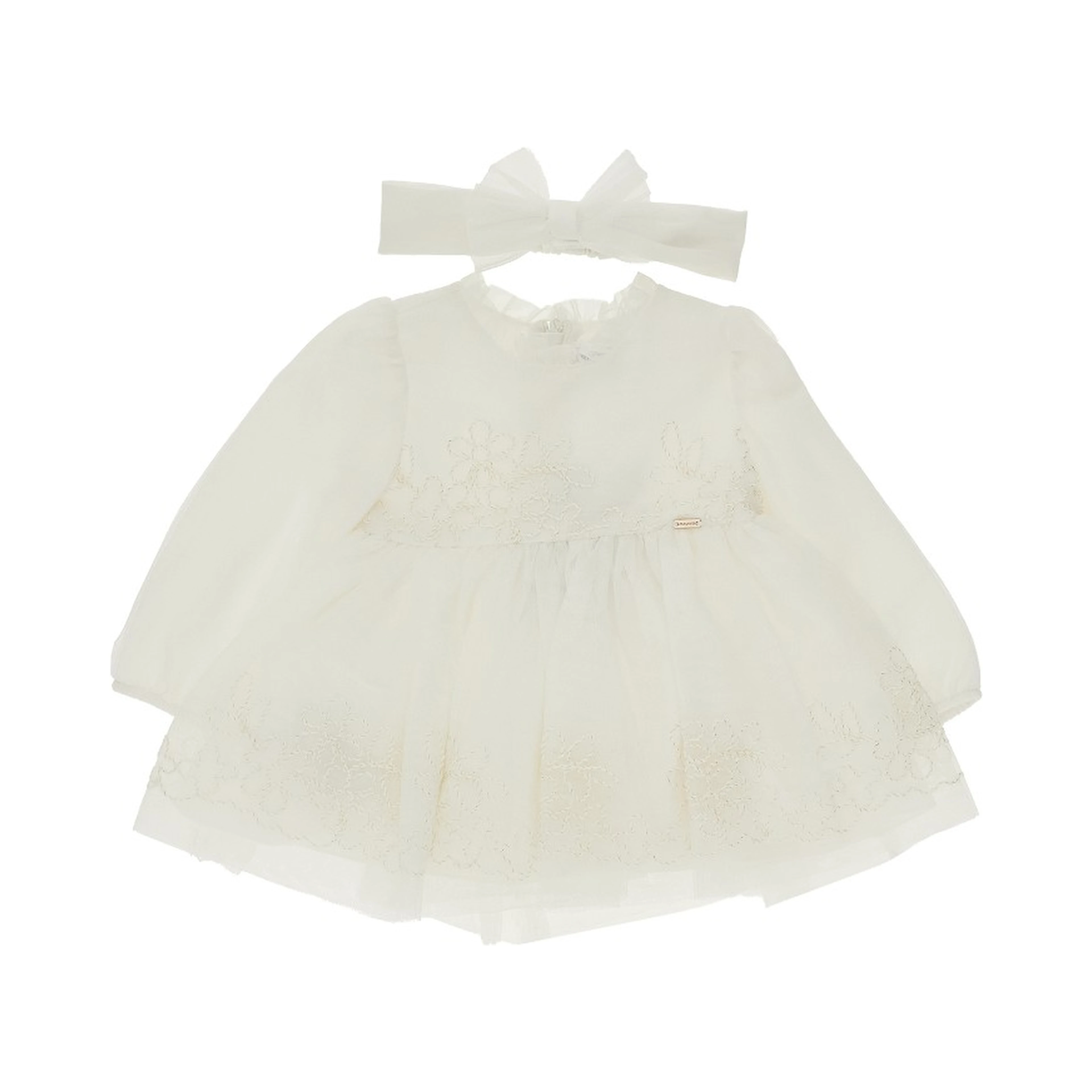 Tulle mini dress with embroidered flowers