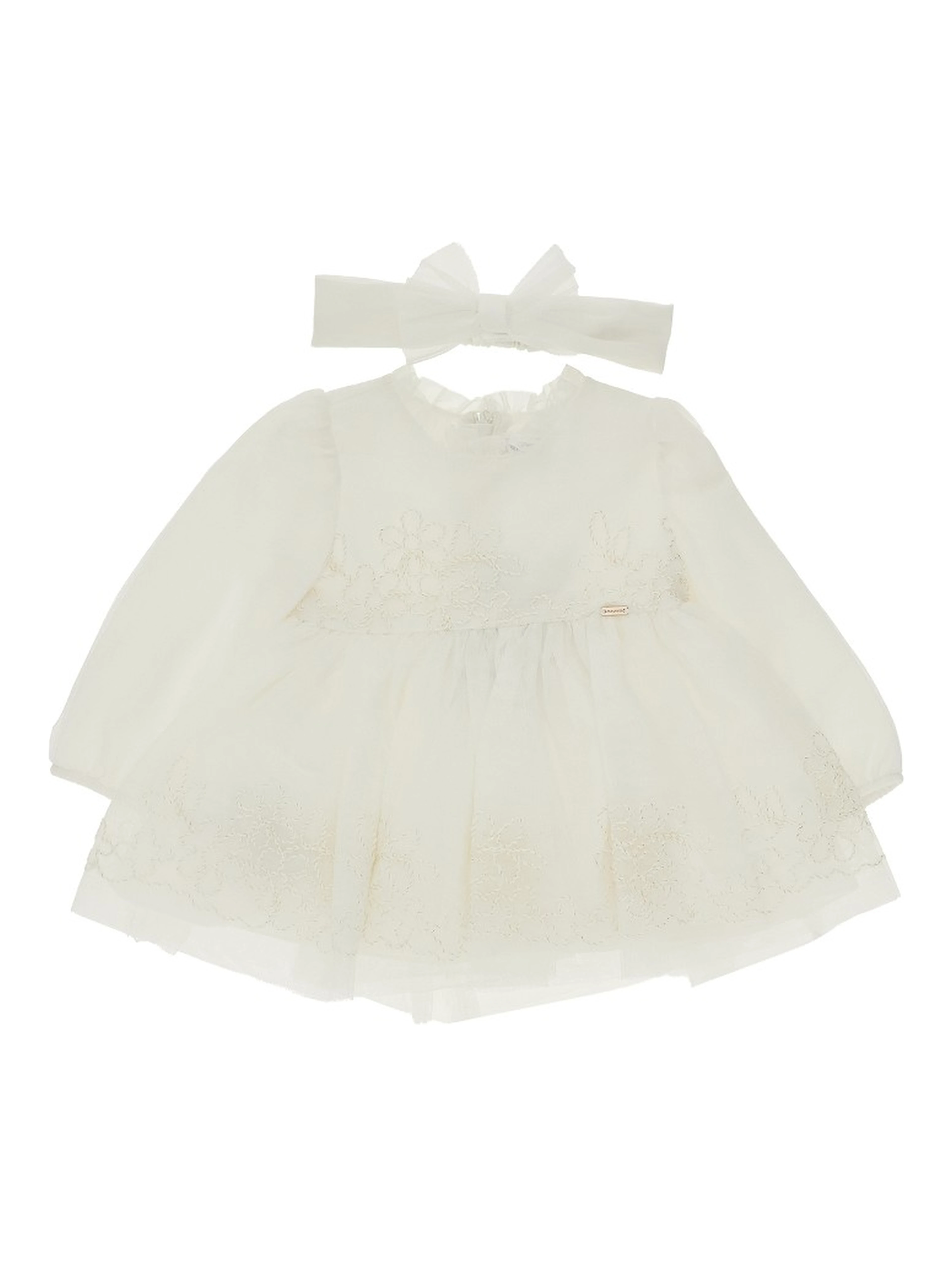 Tulle mini dress with embroidered flowers