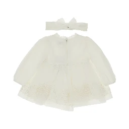 Tulle mini dress with embroidered flowers