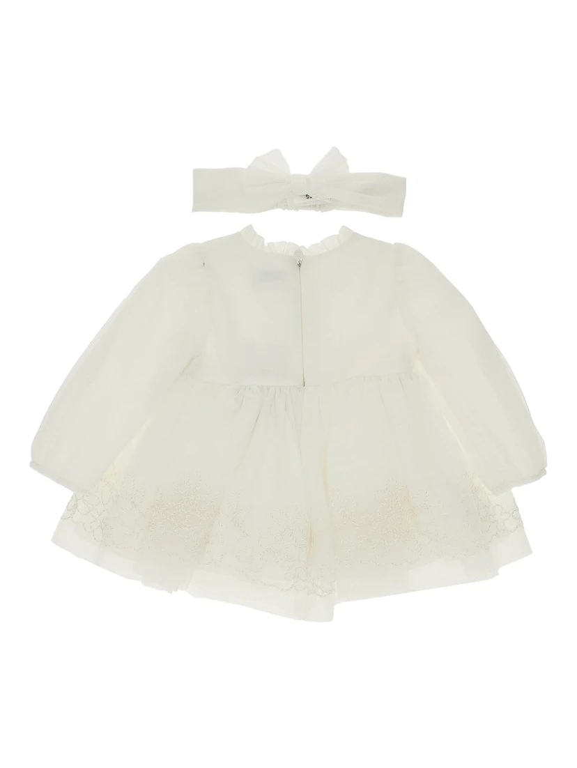 Tulle mini dress with embroidered flowers