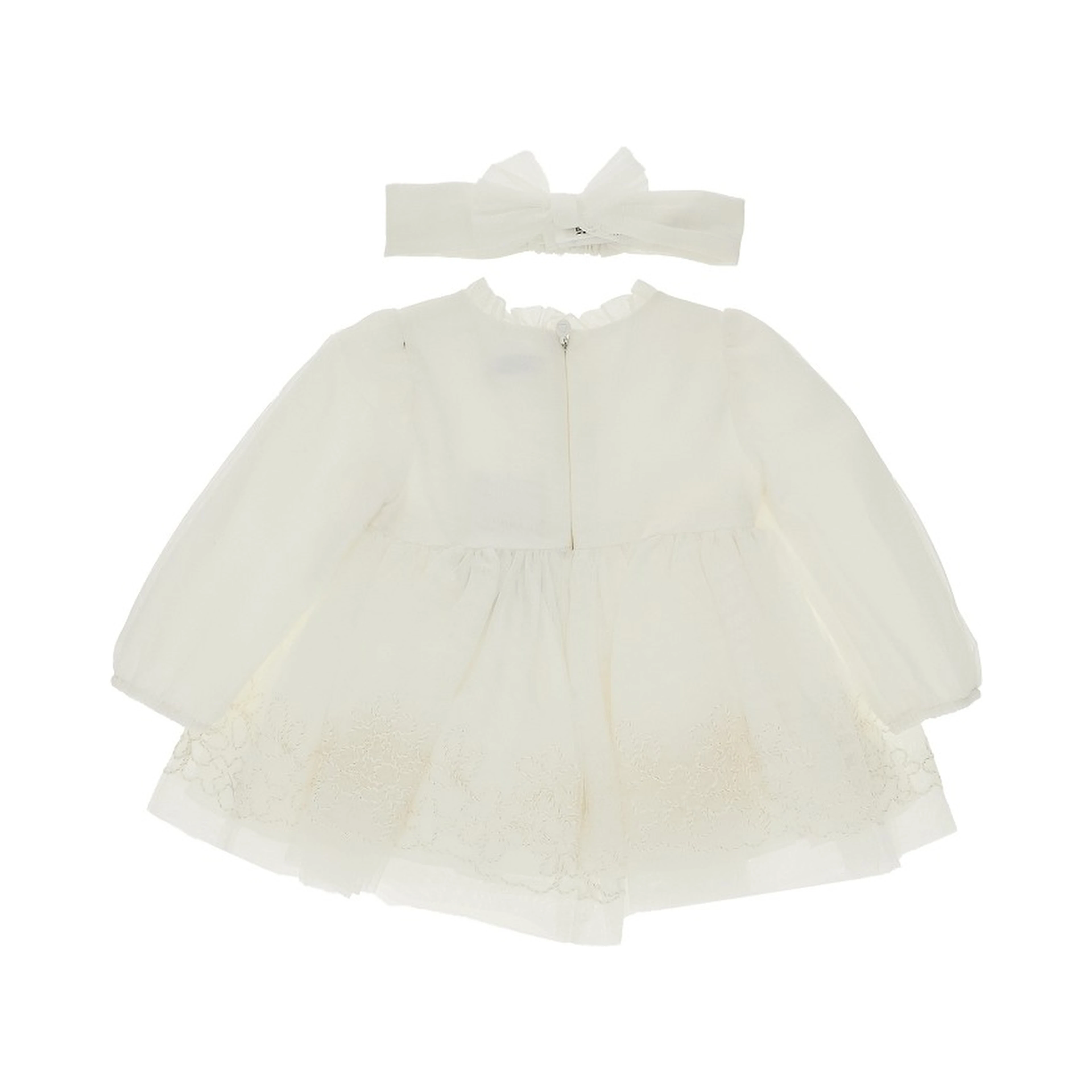 Tulle mini dress with embroidered flowers