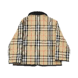 Check quilted jacket with corduroy collar