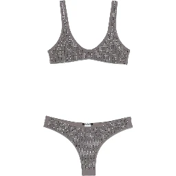 Crystal-embellished Lycra bikini