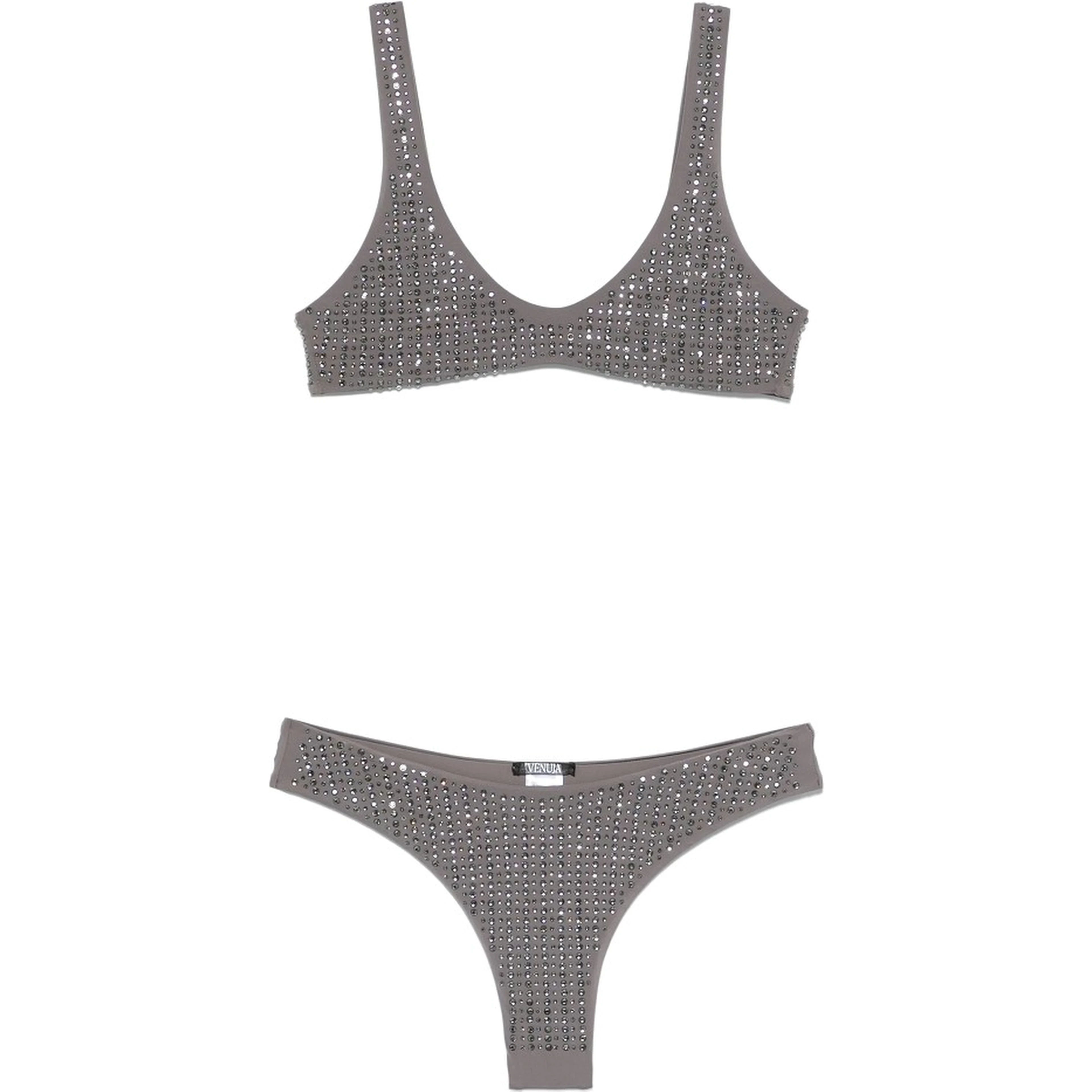 Crystal-embellished Lycra bikini