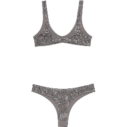 Crystal-embellished Lycra bikini