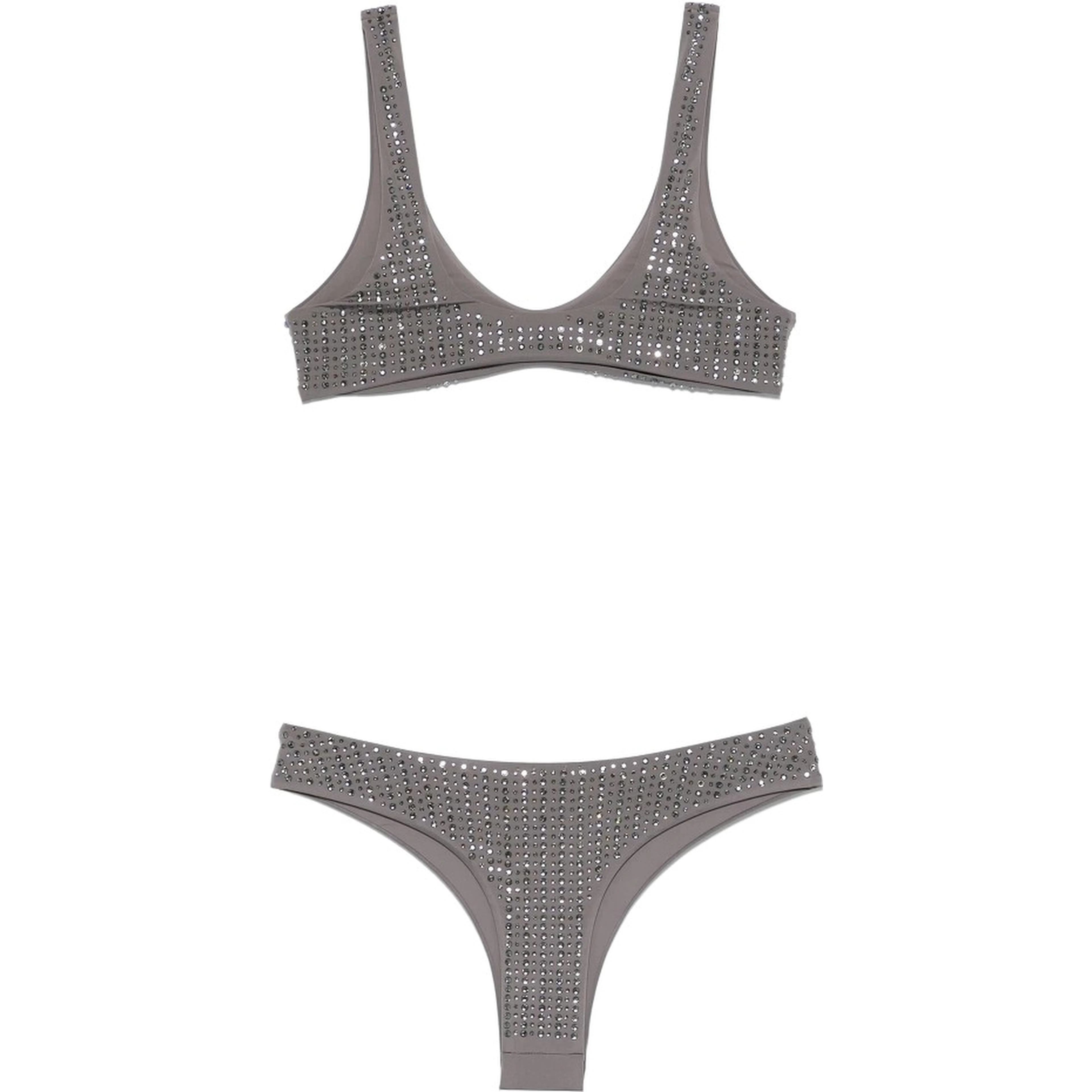 Crystal-embellished Lycra bikini