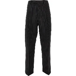 Pinstriped twill pants with darts