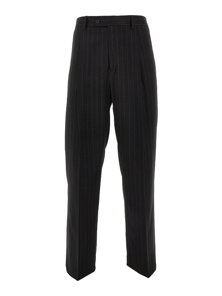 Pinstriped twill pants with darts