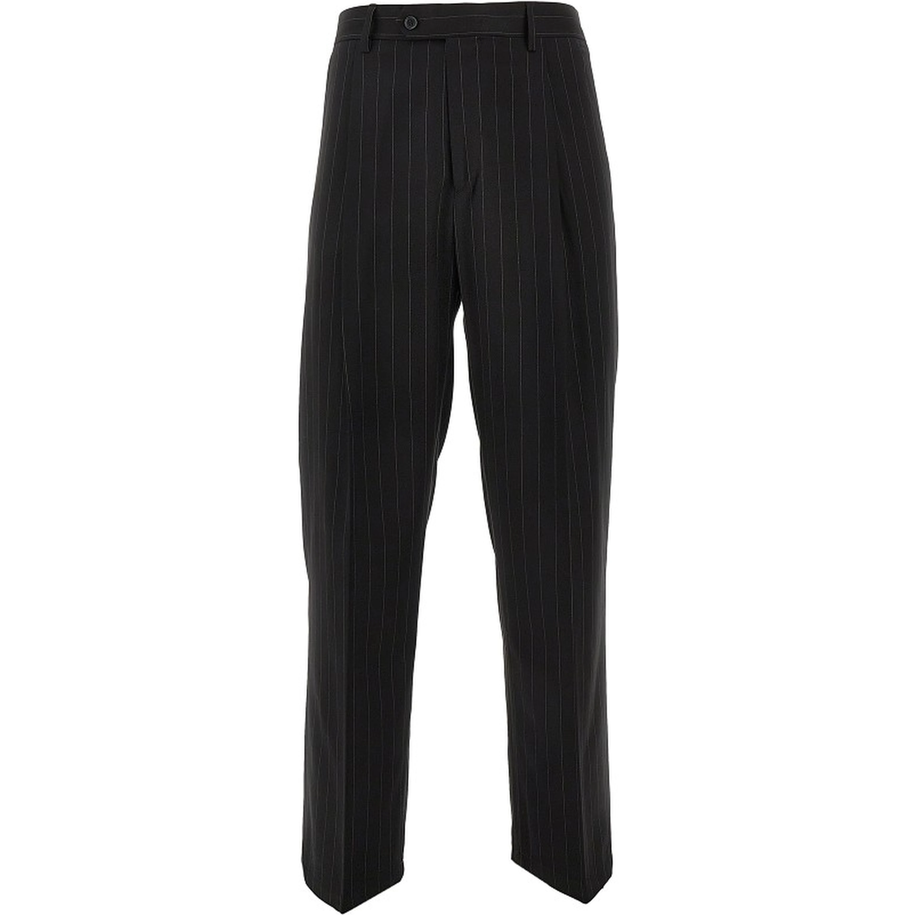 Pinstriped twill pants with darts
