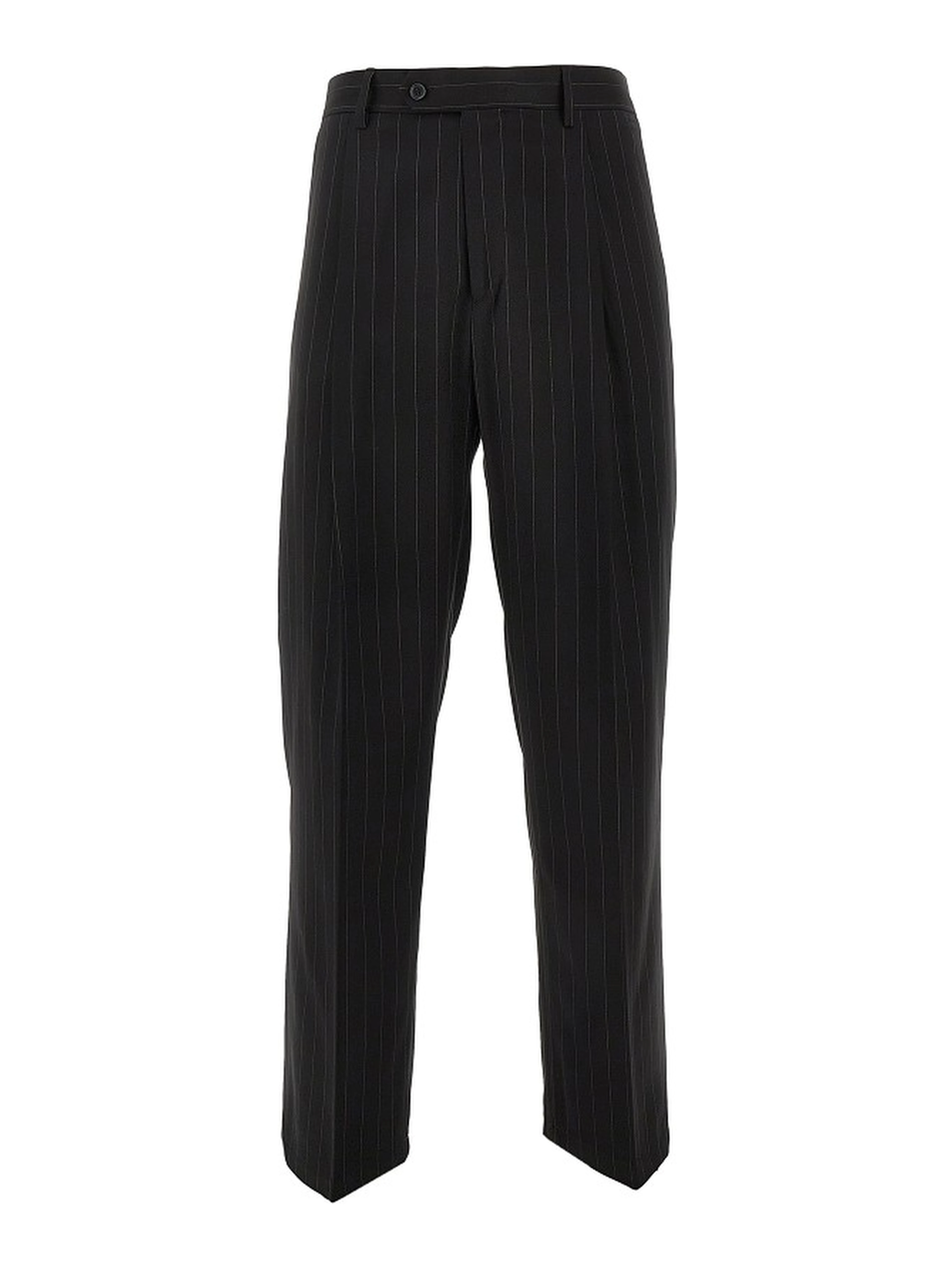 Pinstriped twill pants with darts