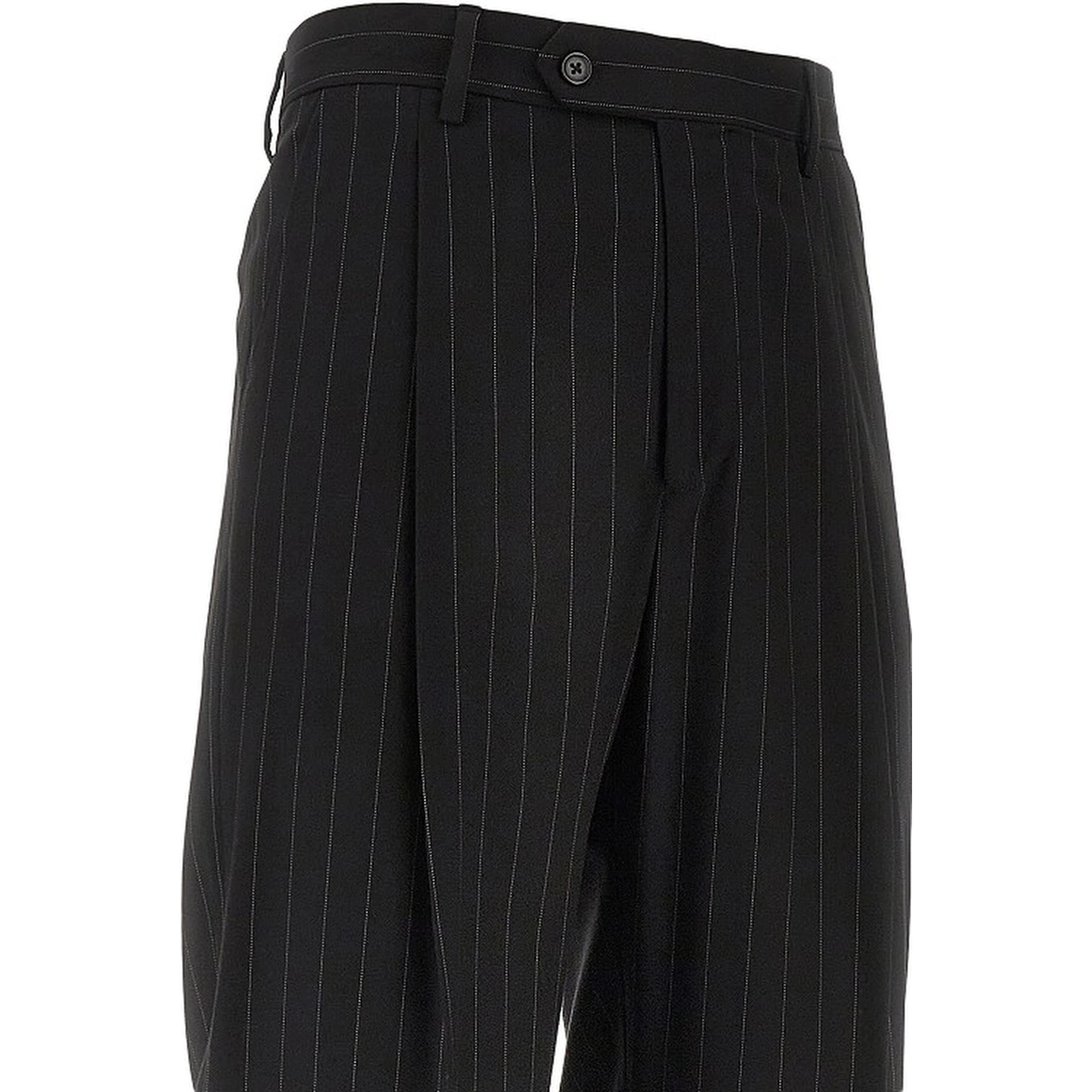 Pinstriped twill pants with darts