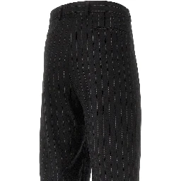 Pinstriped twill pants with darts