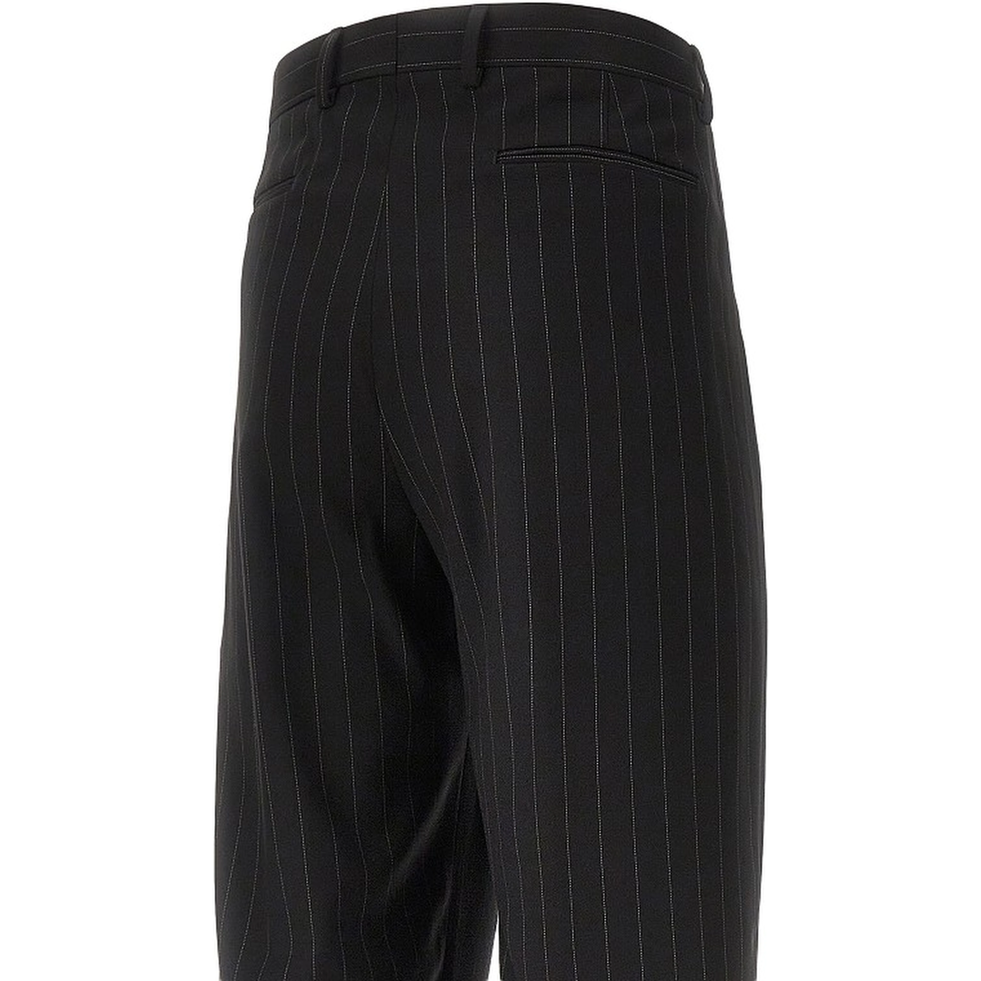 Pinstriped twill pants with darts