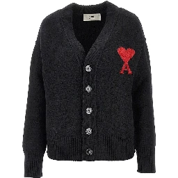 Wool cardigan with 'Ami de Coeur' inlay