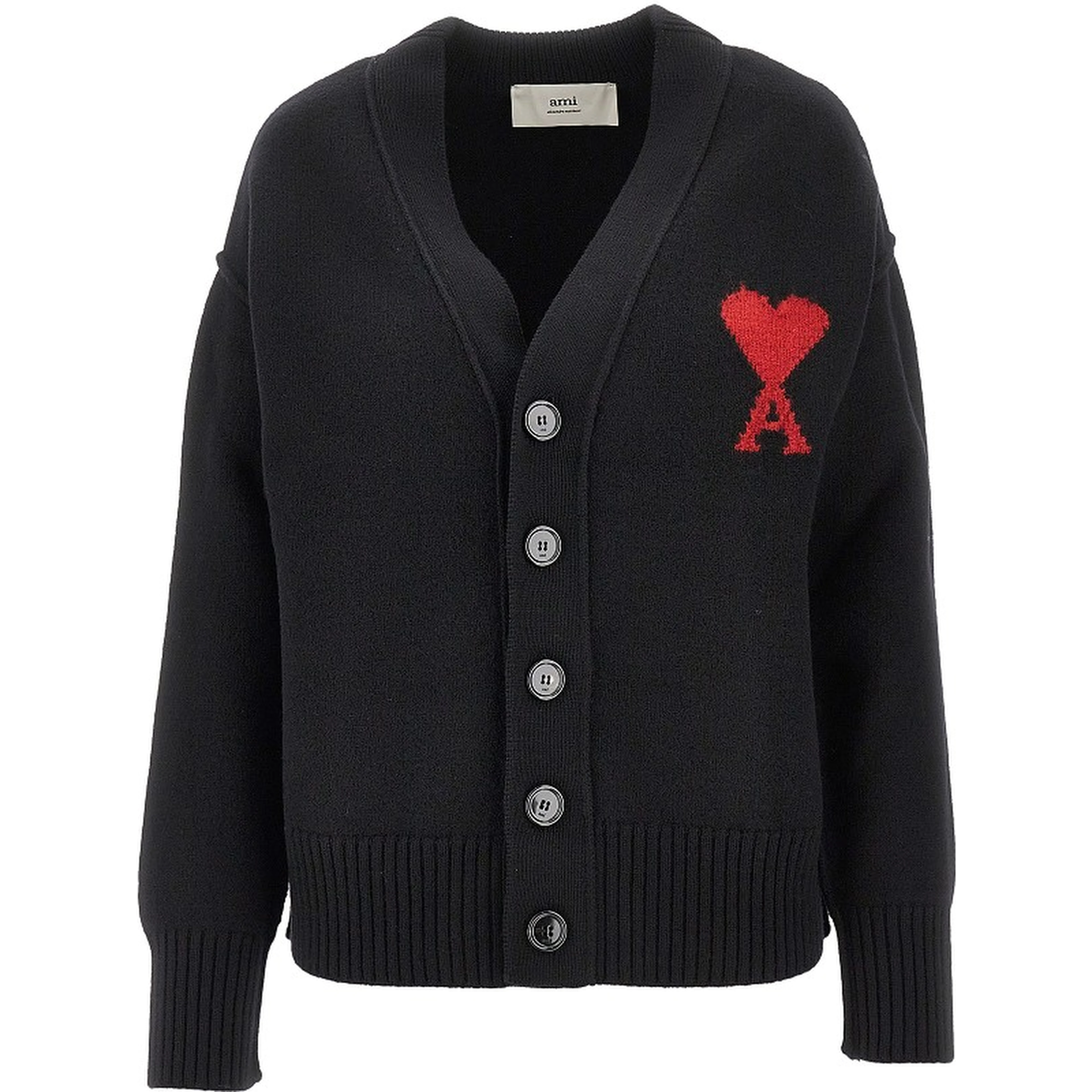 Wool cardigan with 'Ami de Coeur' inlay