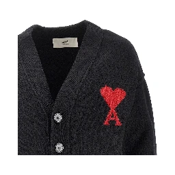 Wool cardigan with 'Ami de Coeur' inlay