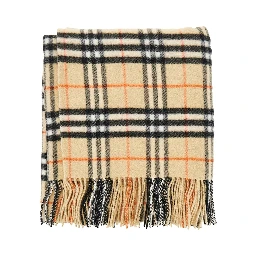Check wool and cashmere cape