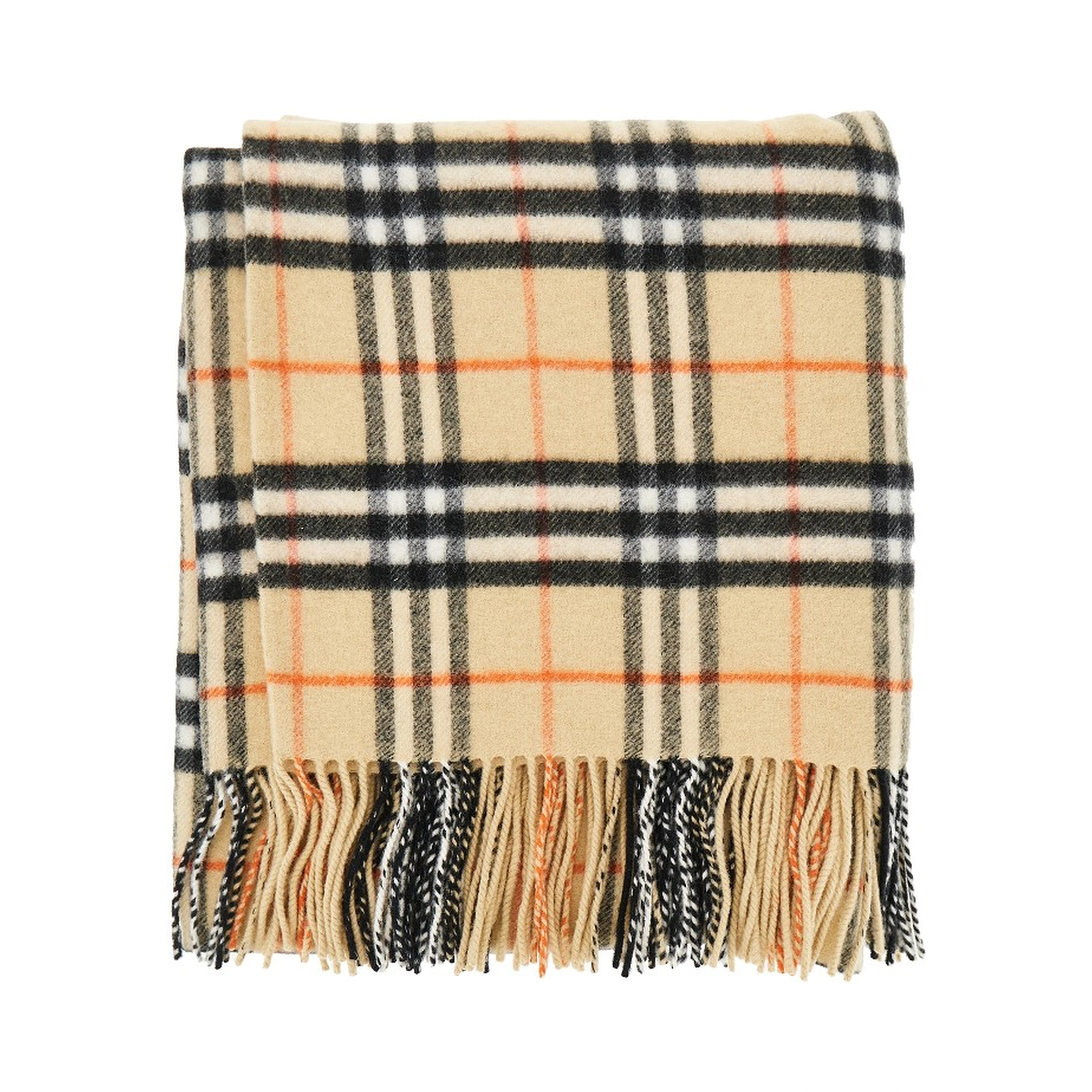 Check wool and cashmere cape