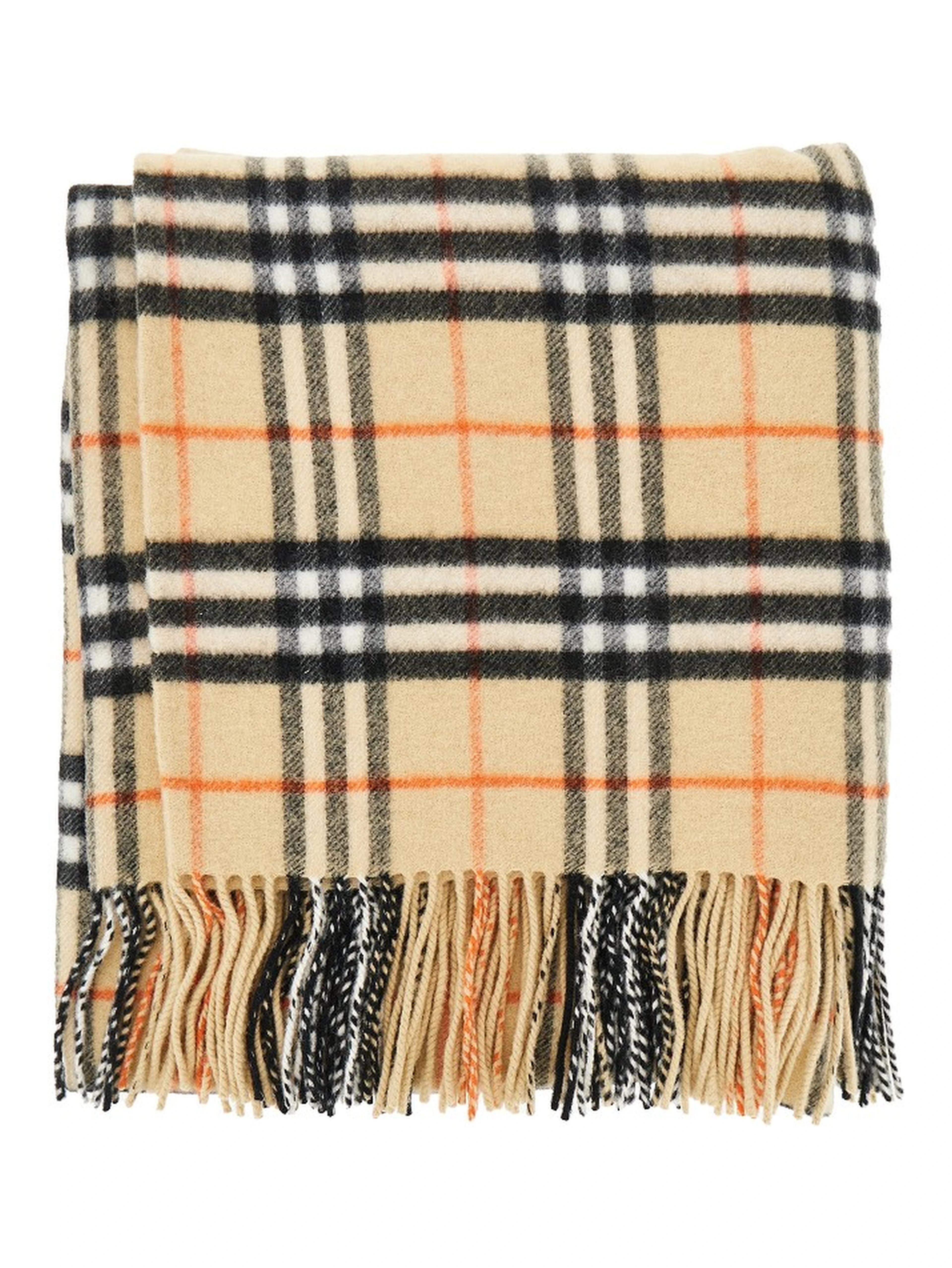 Check wool and cashmere cape
