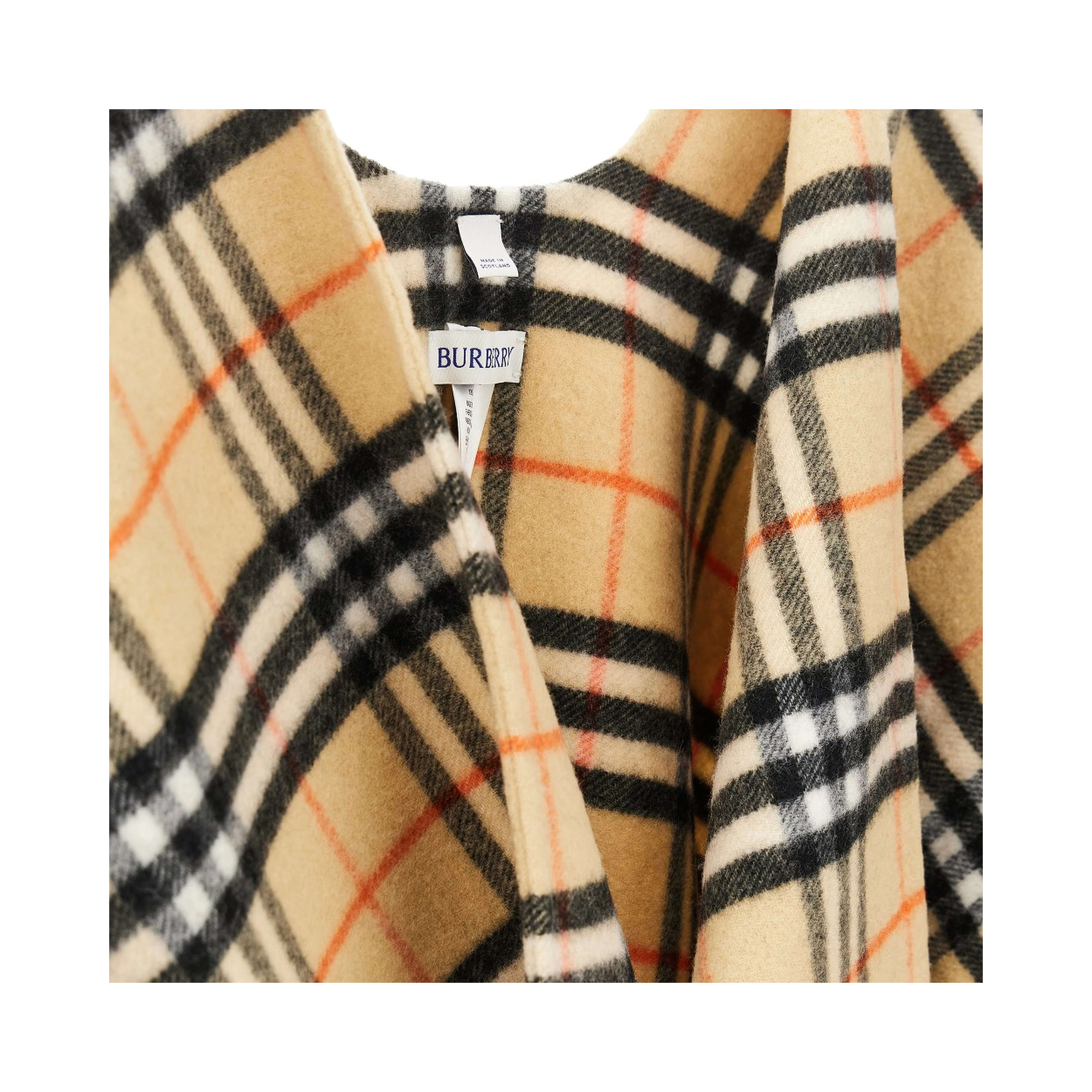 Check wool and cashmere cape