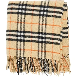 Check wool and cashmere cape