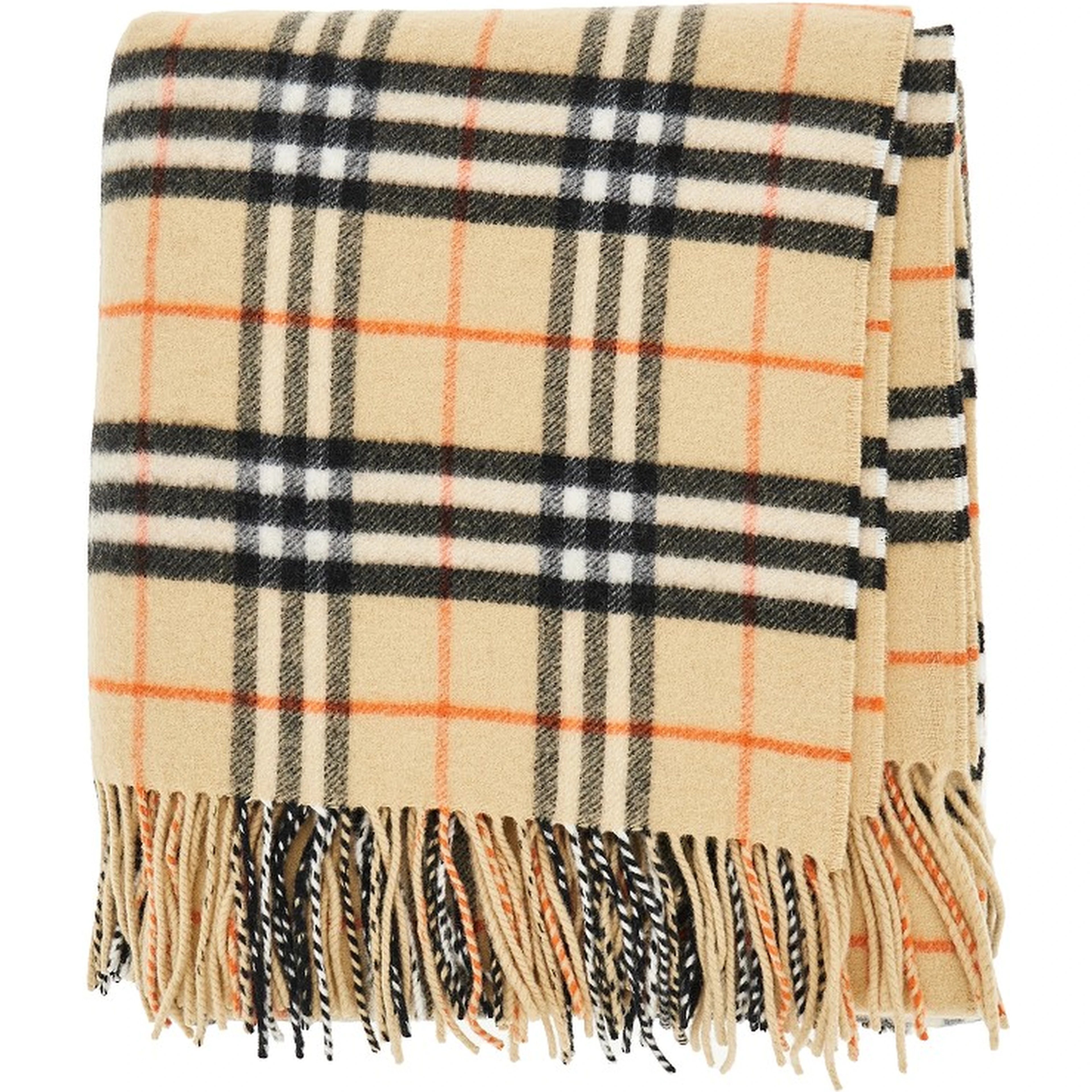 Check wool and cashmere cape