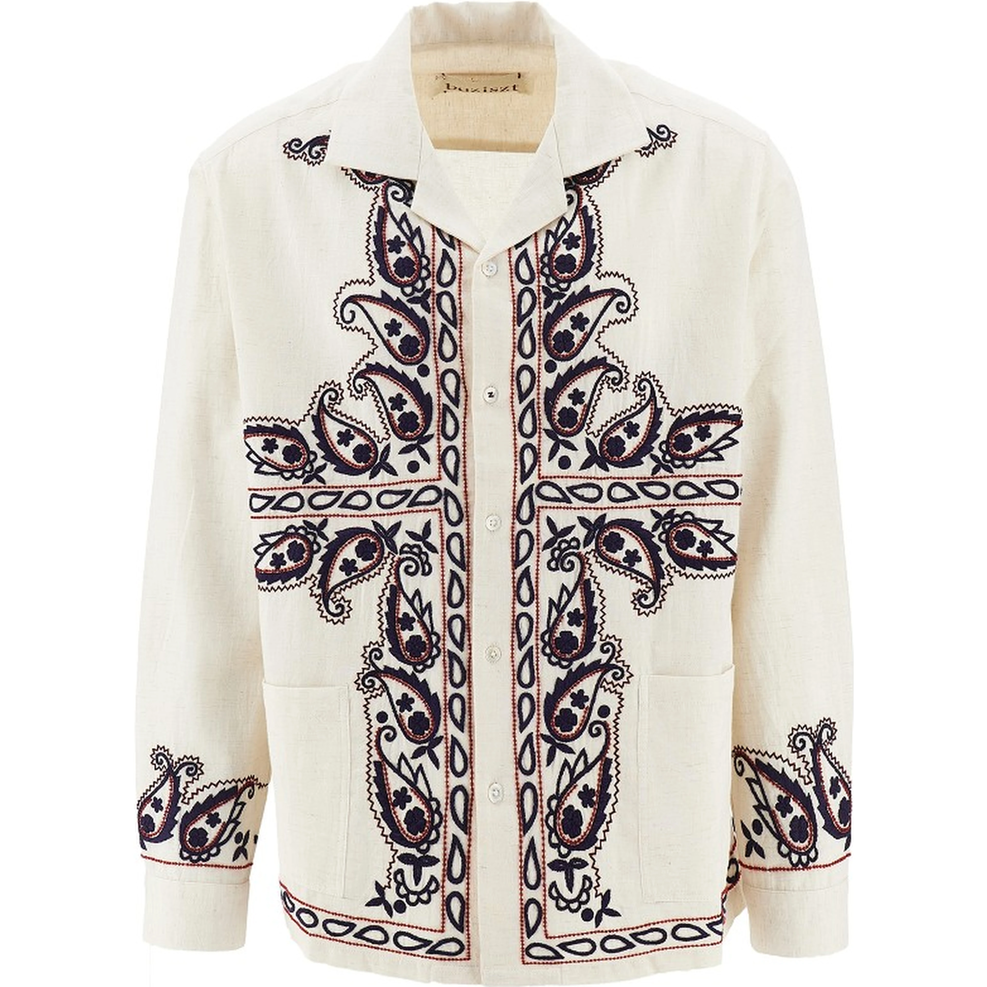 'Memento' embroidered silk shirt