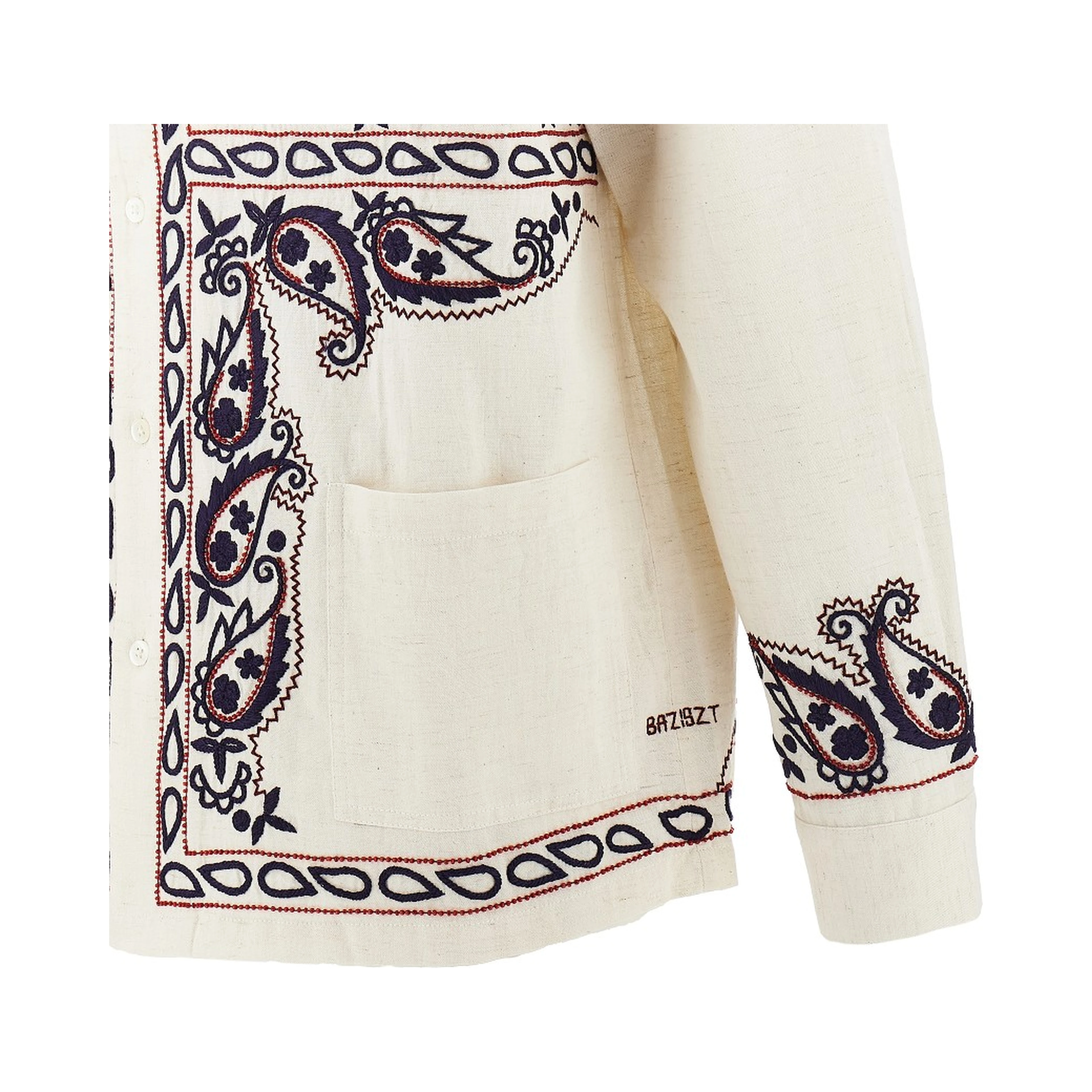 'Memento' embroidered silk shirt